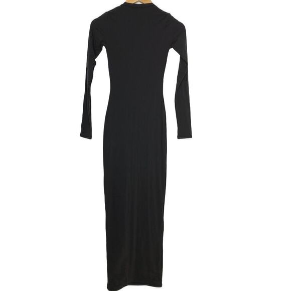 SKIMS Fits Everybody Dress Crew Neck Long Sleeve Bodycon Maxi Onyx Black NWT XS - Picture 6 of 9